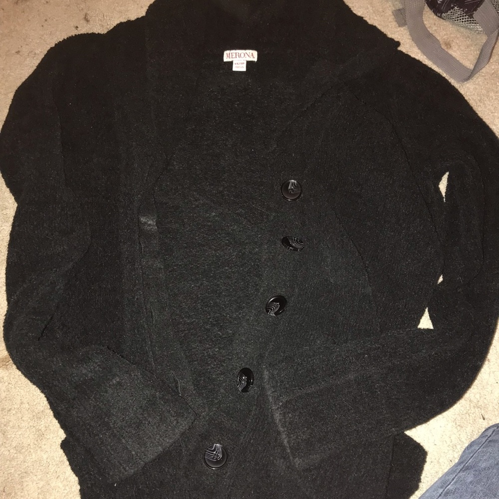 Black fleece fuzzy cardigan
